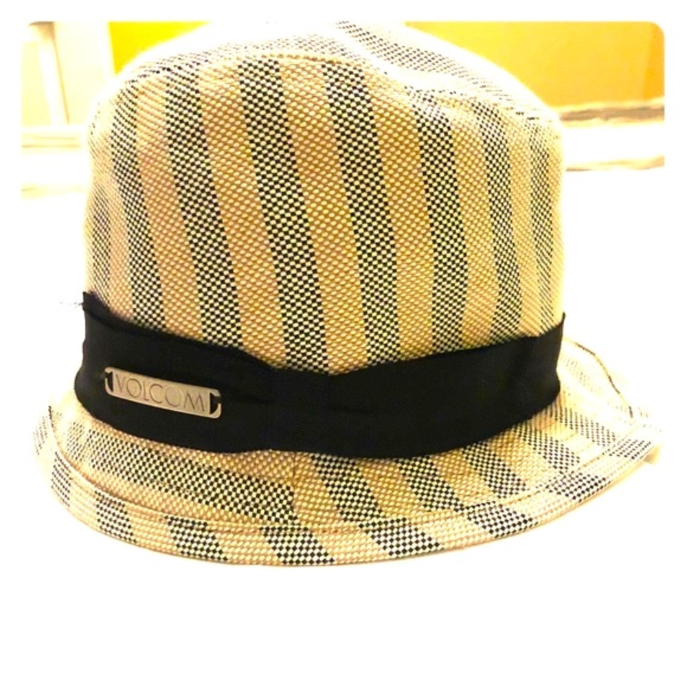 Volcom Straw Striped Fedora Hat Size XS/S